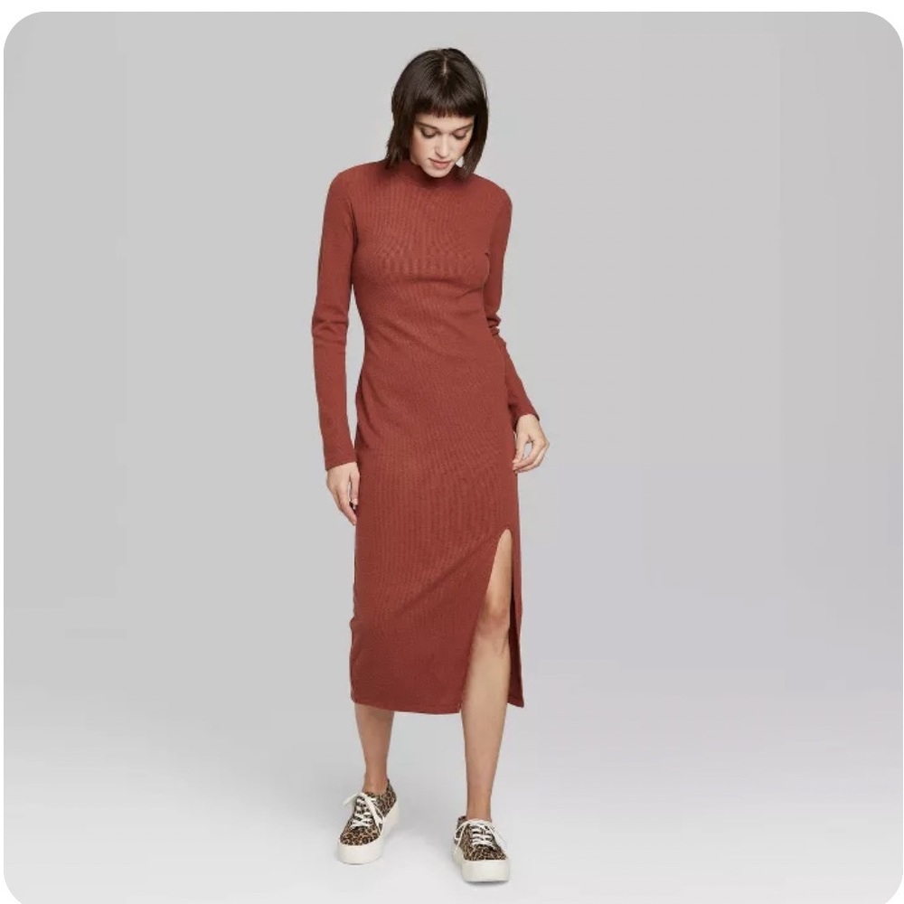 Wild fable, high neck, long sleeve bodyconish knit dress
